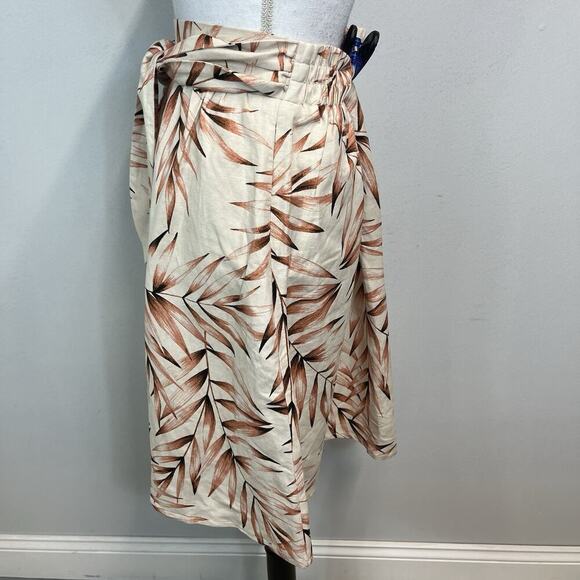 Ann Taylor Loft Skirt size Small Pet Linen Leaf Knee A Line Ties Summer Modest - Picture 7 of 11